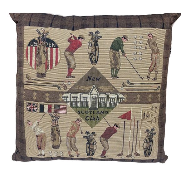 Vtg Golf Pillows decorative embroidered Eximious Of London New Scotland Club - Picture 2 of 11
